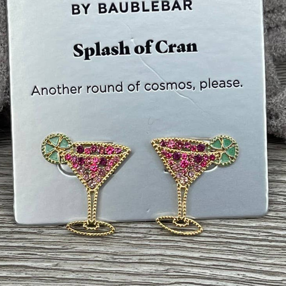 BAUBLEBAR Earrings Sugarflix Martini Cosmos Lime Glass Splash Of Cranberry NWT - Picture 9 of 10